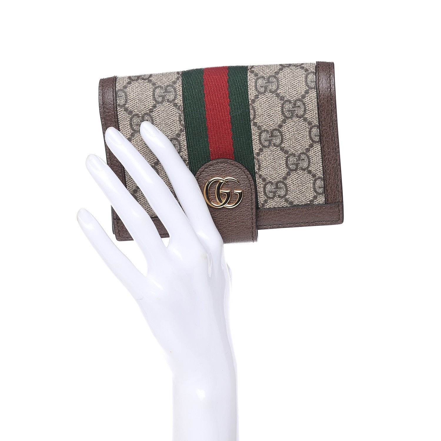 Gucci GG Supreme Monogram Web Ophidia Passport Case Beige New Acero 2 of 8