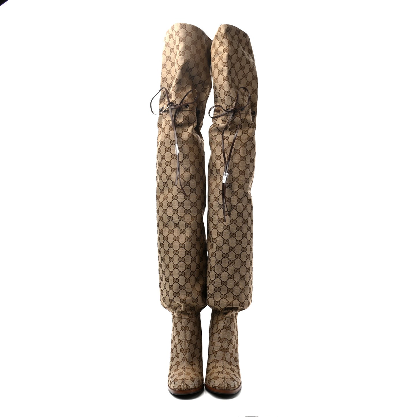 Monogram Over the Knee Boots 39.5 Beige Ebony