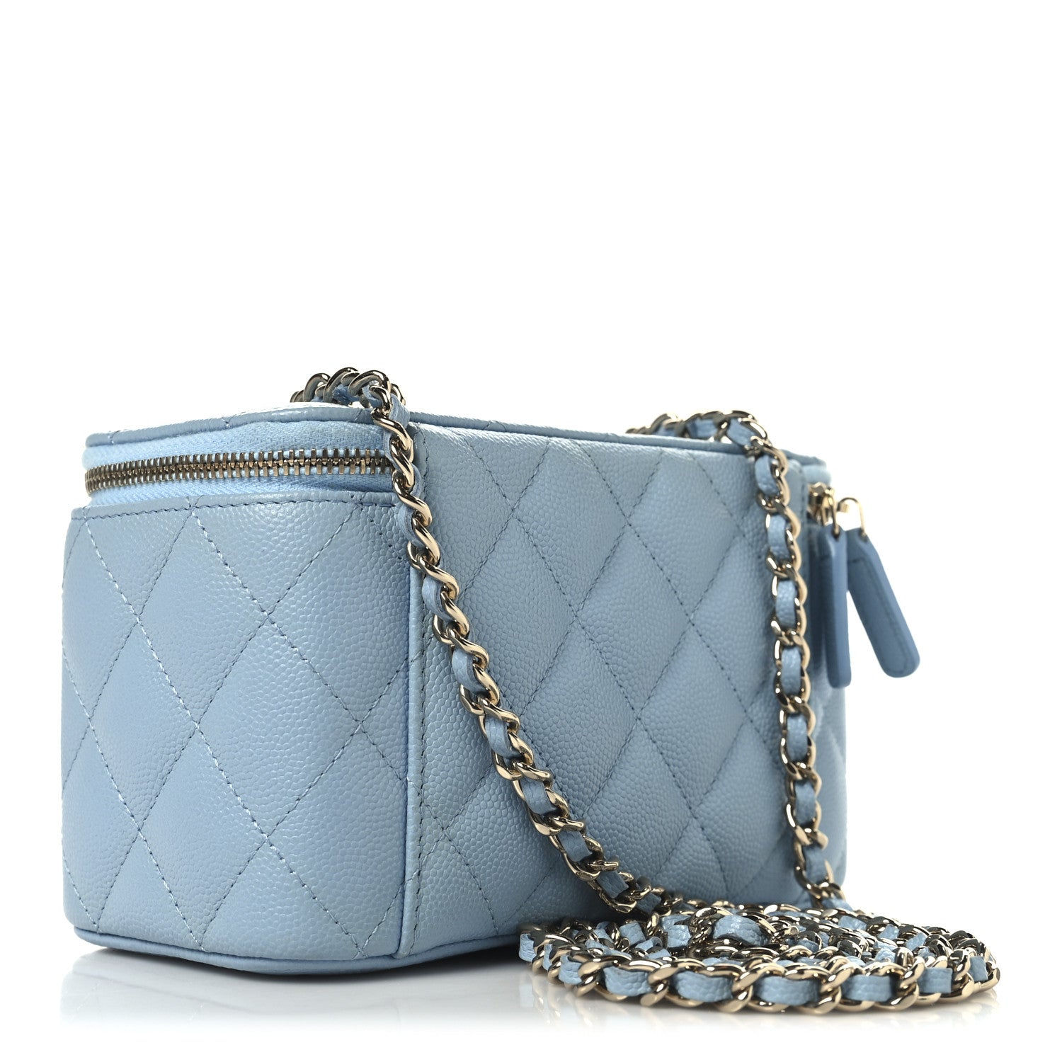 CHANEL ライトブルー ケース Chanel Caviar Quilted Small Tiny CC Vanity Case With Chain Light
