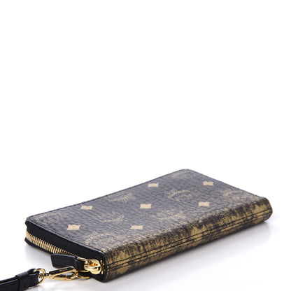 MCM Gradation Visetos Rockstar Large Zip Around Wallet Black and Gold 4 of 9