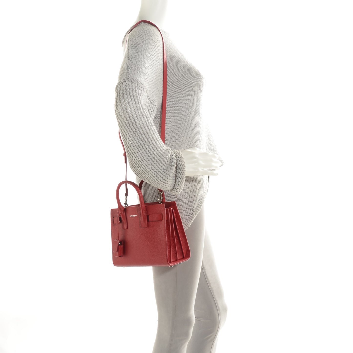 Grained Calfskin Nano Sac De Jour Lipstick Red