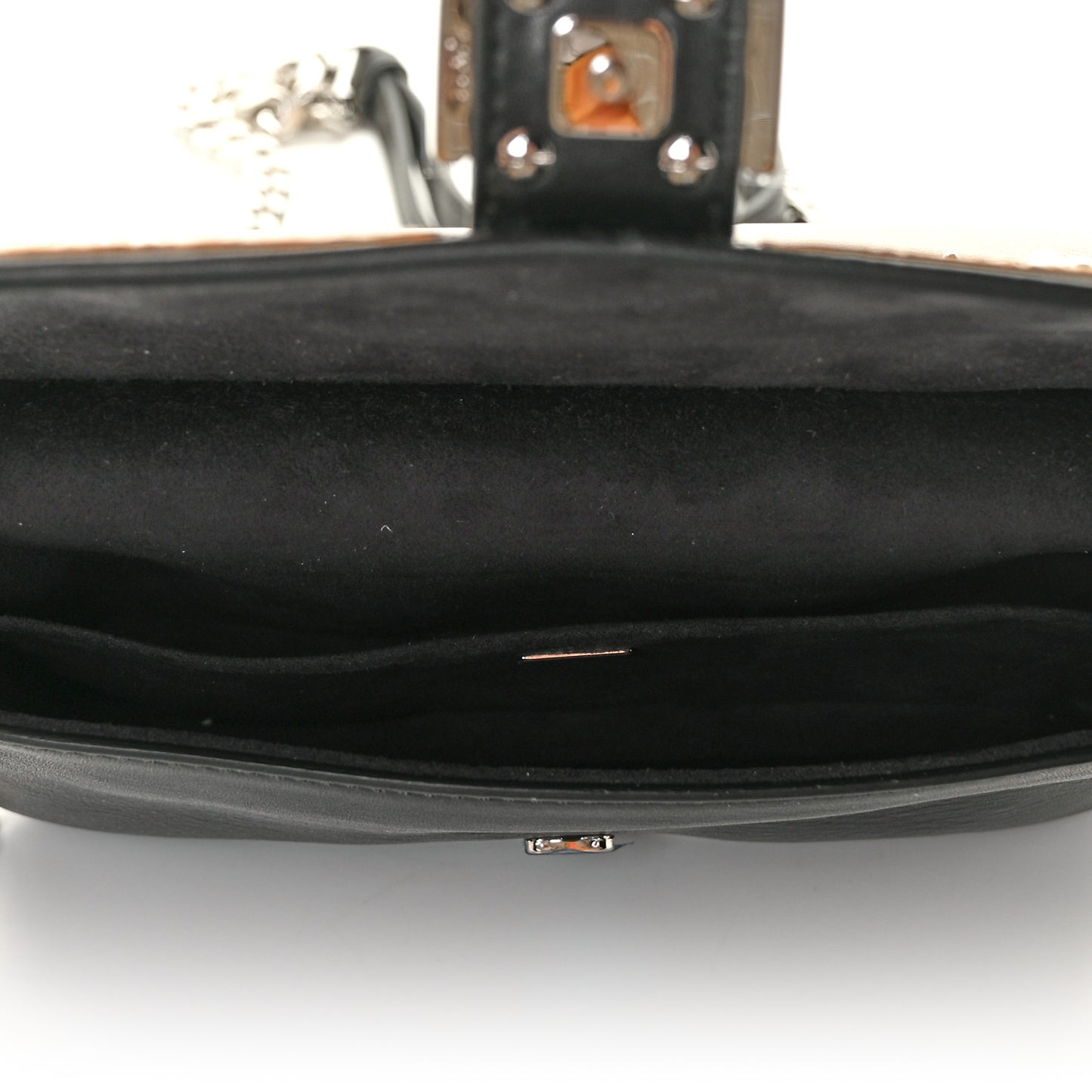 Calfskin Elaphe Crocodile Monster Studded Micro Double Baguette Black Grigio Polvere