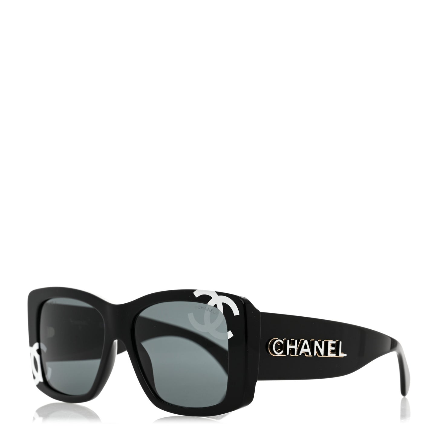 Acetate CC Logo Square Sunglasses 71472 Black