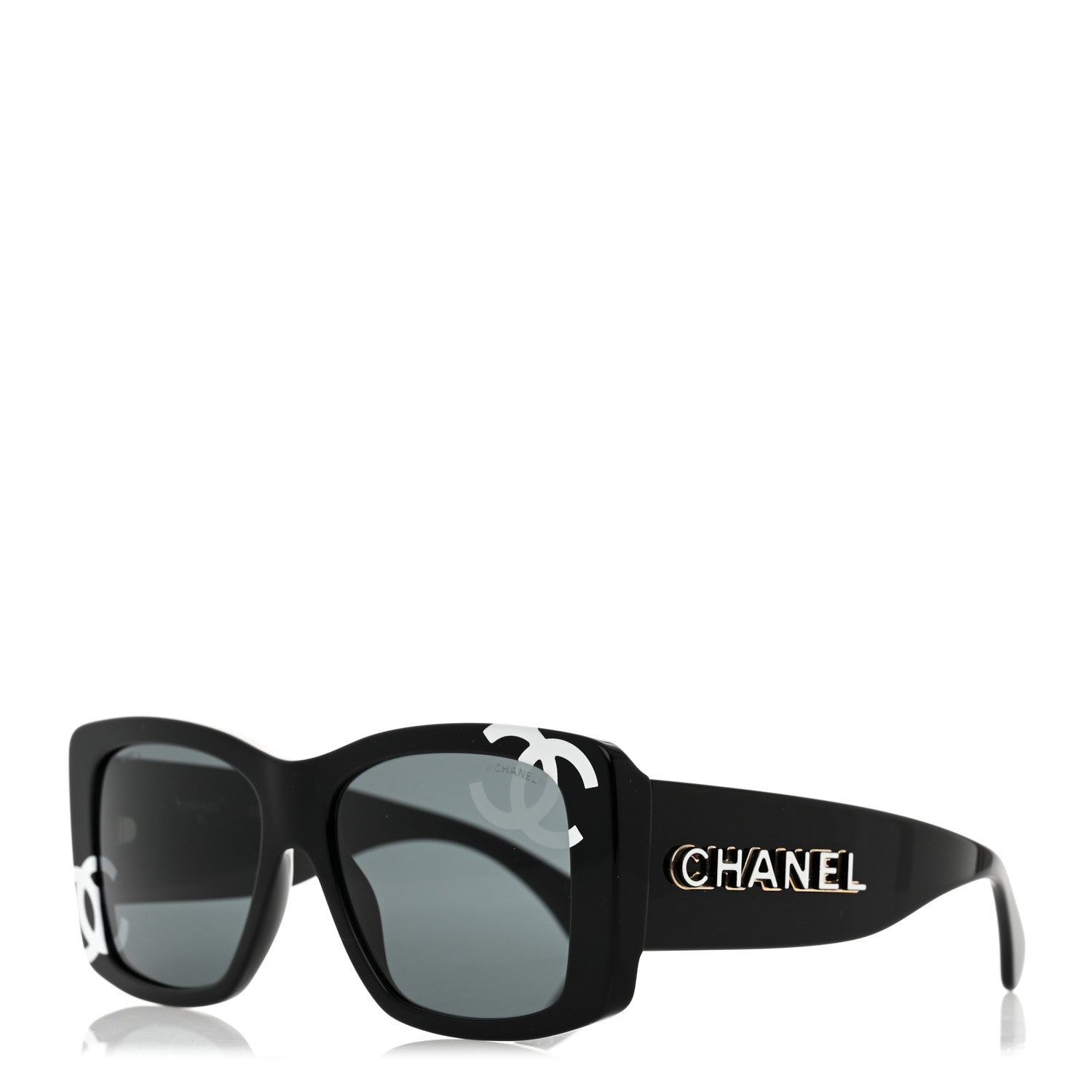 Chanel Acetate CC Logo Square Sunglasses 71472 Black 1 of 8