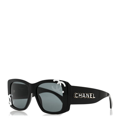 Chanel Acetate CC Logo Square Sunglasses 71472 Black 1 of 8