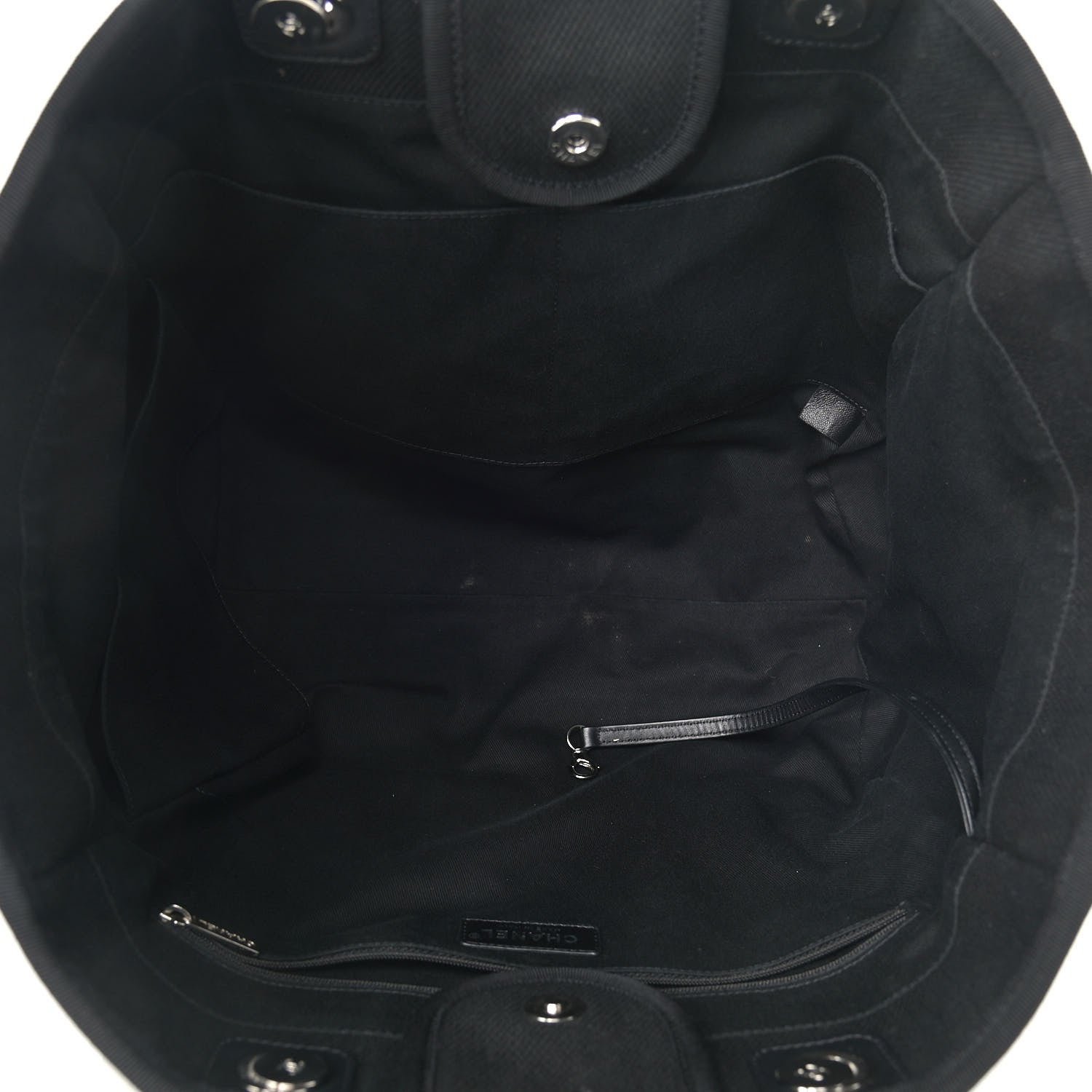 Chanel Canvas Pearl Medium Deauville Tote Black 4 of 12