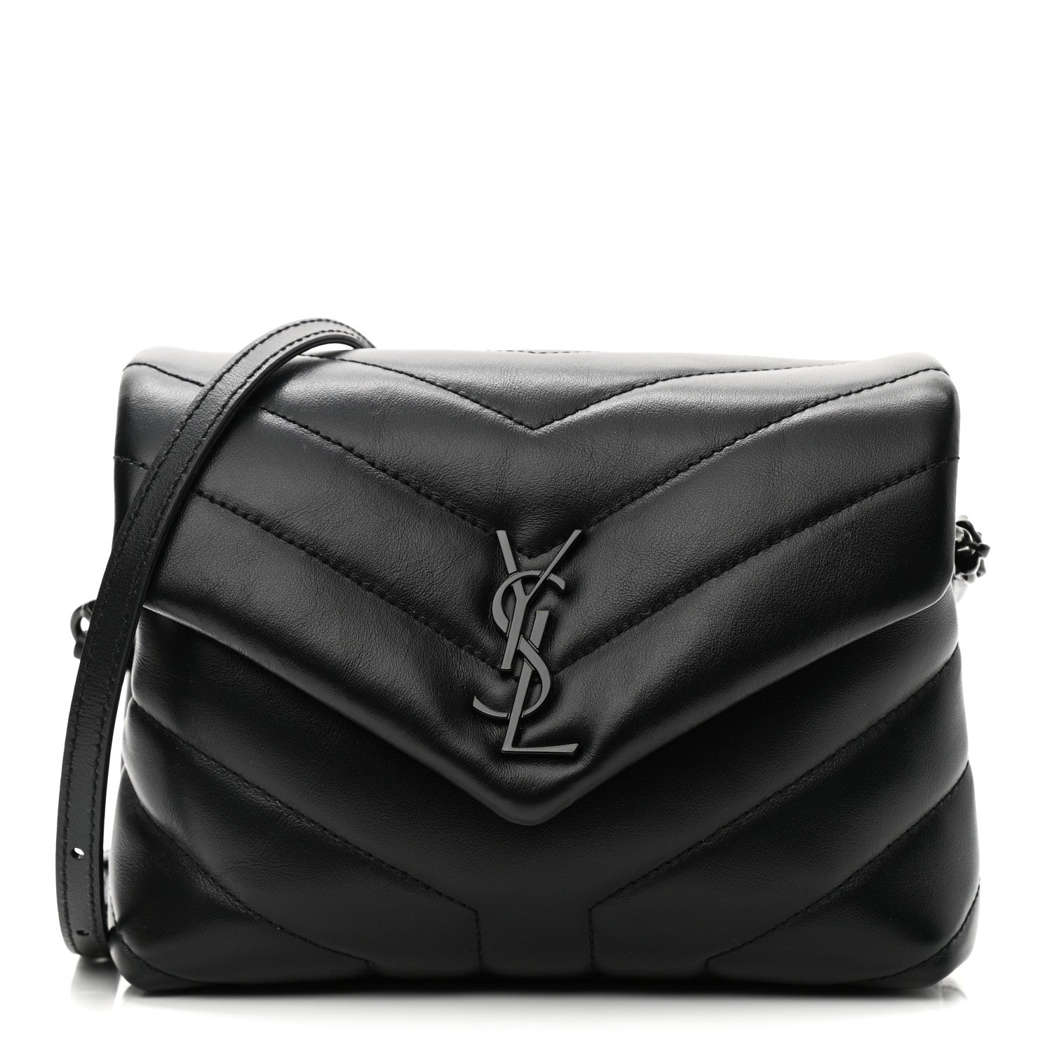 Saint Laurent Calfskin Y Quilted Monogram Toy Loulou Crossbody Bag Black 1 of 10
