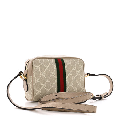 Gucci GG Supreme Monogram Textured Calfskin Web Mini Ophidia Shoulder Bag Beige Mystic White Oatmeal 3 of 16