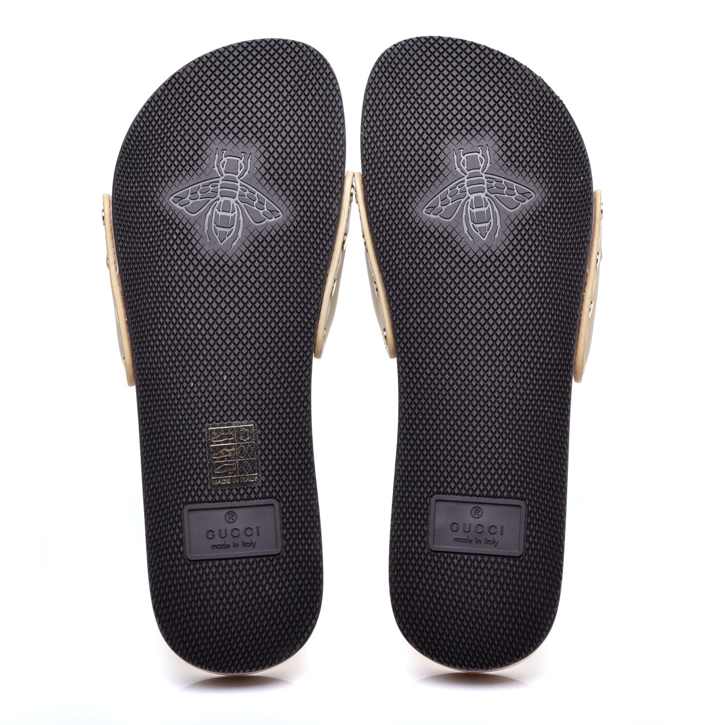 Calfskin Interlocking G Slide Sandals 38 Diagonal Beige