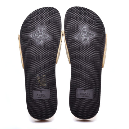 Gucci Calfskin Interlocking G Slide Sandals 38 Diagonal Beige 5 of 10
