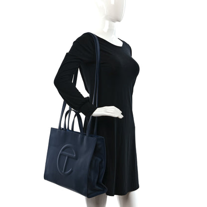 Telfar Vegan Leather Medium Shopping Bag Navy 2 of 8