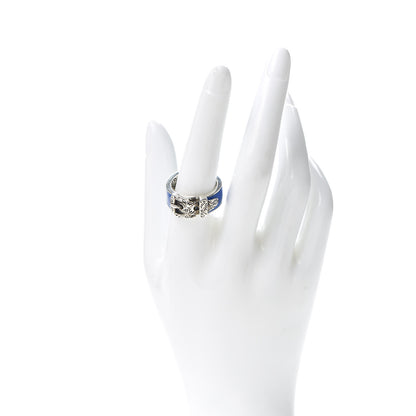 Gucci Sterling Silver Enamel Buckle Ring Blue 59 8.75 2 of 4