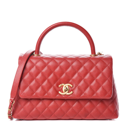 Chanel Caviar Quilted Small Coco Handle Flap Red 1 of 11