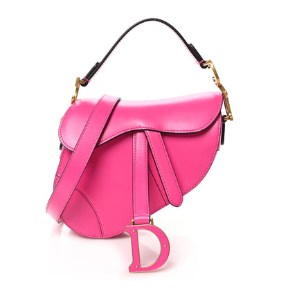 Christian Dior Supple Calfskin Mini Saddle Bag With Strap Passion Pink 1 of 9