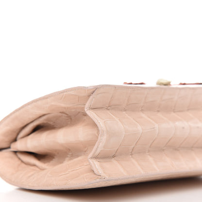 Nancy Gonzalez Crocodile Embroidered Floral Top Handle Bag Beige 6 of 10