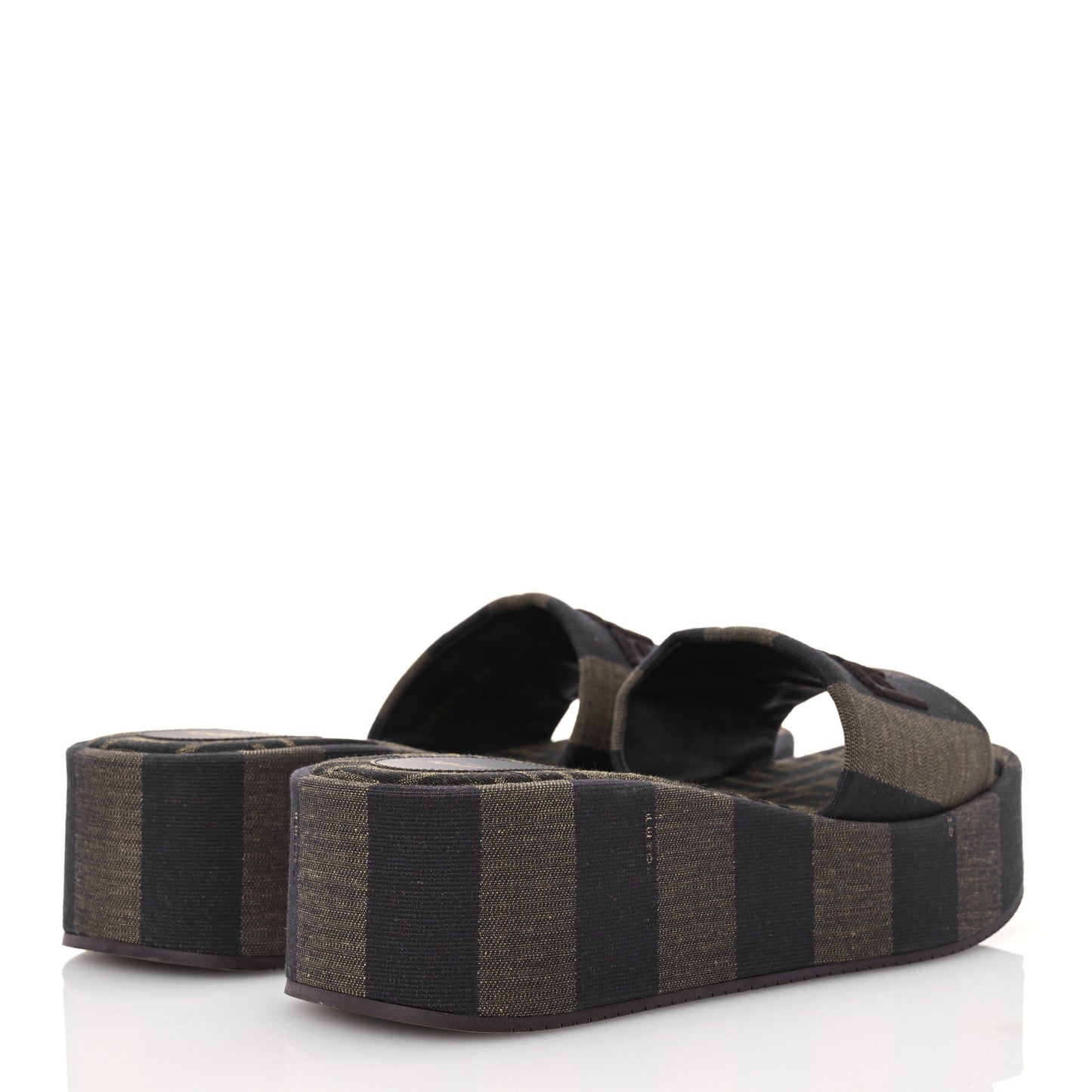 Jacquard Womens FF Sunshine Flatform Slide Sandals 41 Tabacco Black