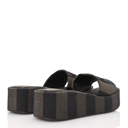 Fendi Jacquard Womens FF Sunshine Flatform Slide Sandals 41 Tabacco Black 4 of 9