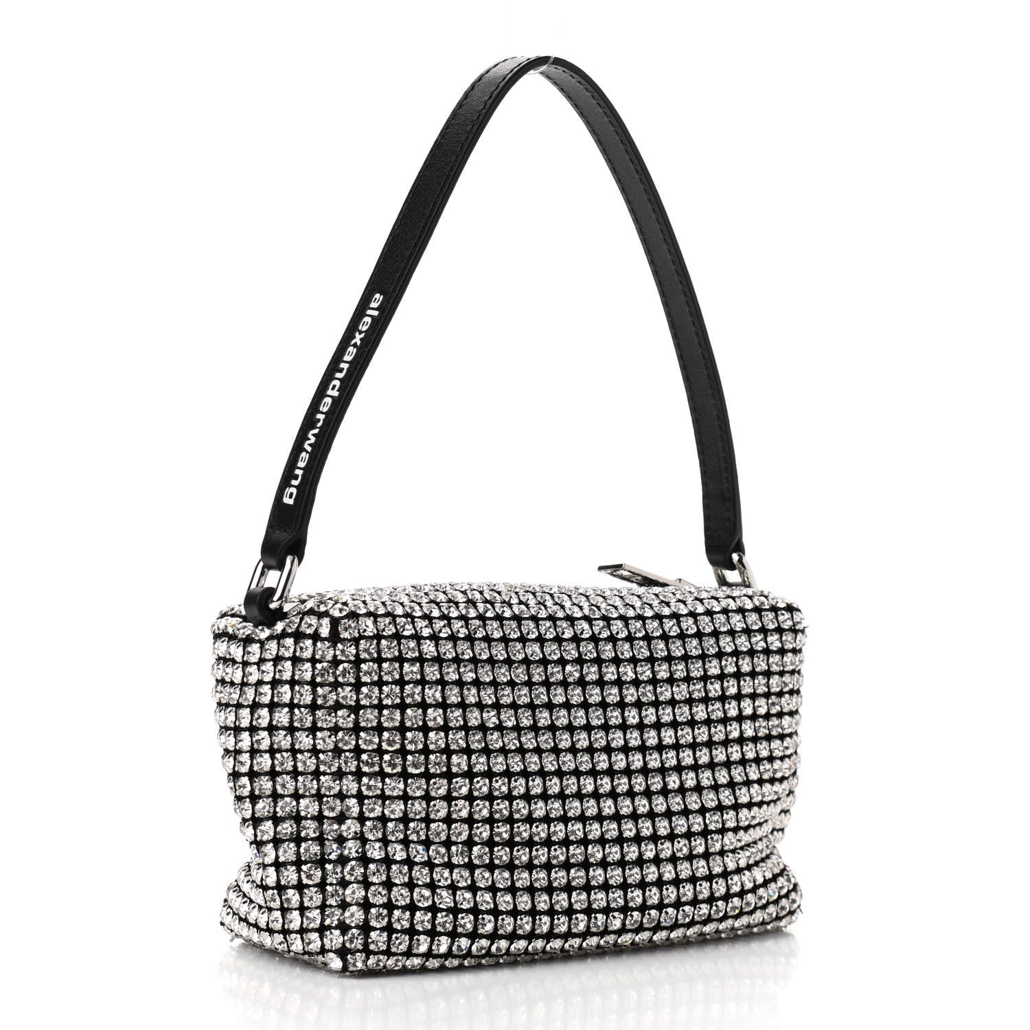 Alexander Wang Mesh Crystal Rhinestone Mini Heiress Pouch Black Silver 3 of 9