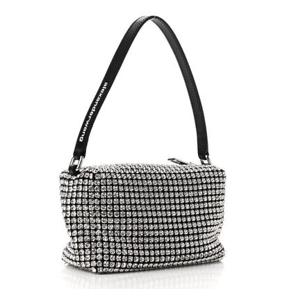 Alexander Wang Mesh Crystal Rhinestone Mini Heiress Pouch Black Silver 3 of 9