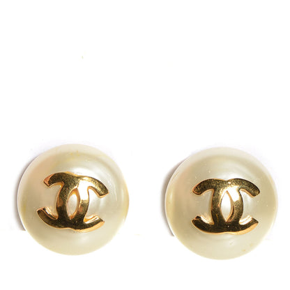 Chanel Pearl CC Clip On Earrings Gold 1 of 5