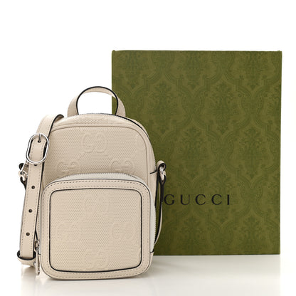 Gucci Calfskin GG Tennis Embossed Mini Double Zip Messenger Bag Mystic White 12 of 12