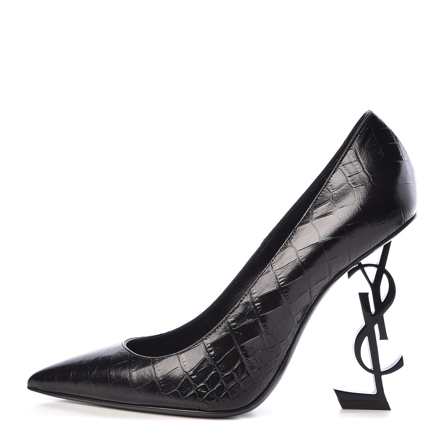 Calfskin Crocodile Embossed Opyum 110 Pumps 39 Black