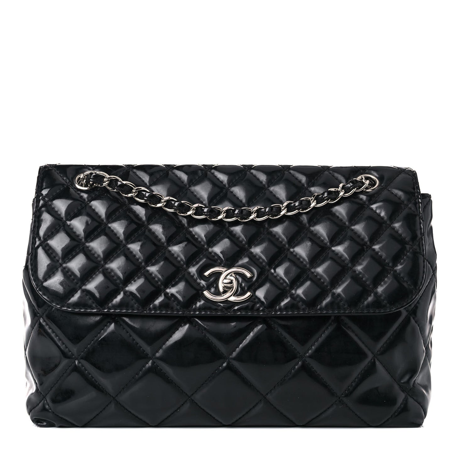 Vinyl Quilted In the Business Flap Bag Black