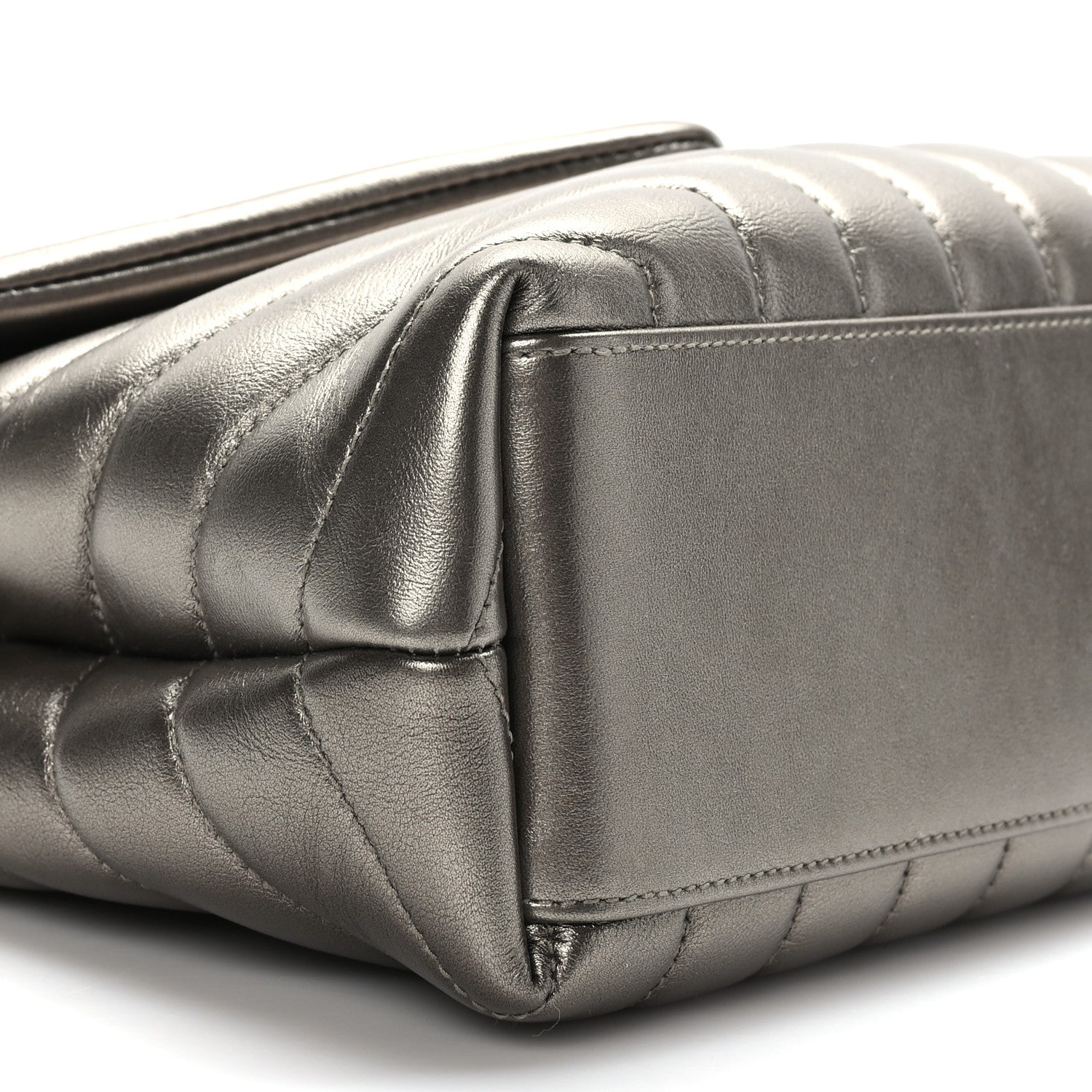 Saint Laurent Metallic Calfskin Y Quilted Monogram Small Loulou Chain Satchel Brown Metallic 8 of 11