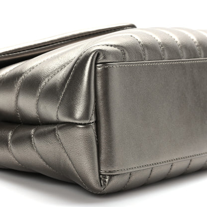 Saint Laurent Metallic Calfskin Y Quilted Monogram Small Loulou Chain Satchel Brown Metallic 8 of 11