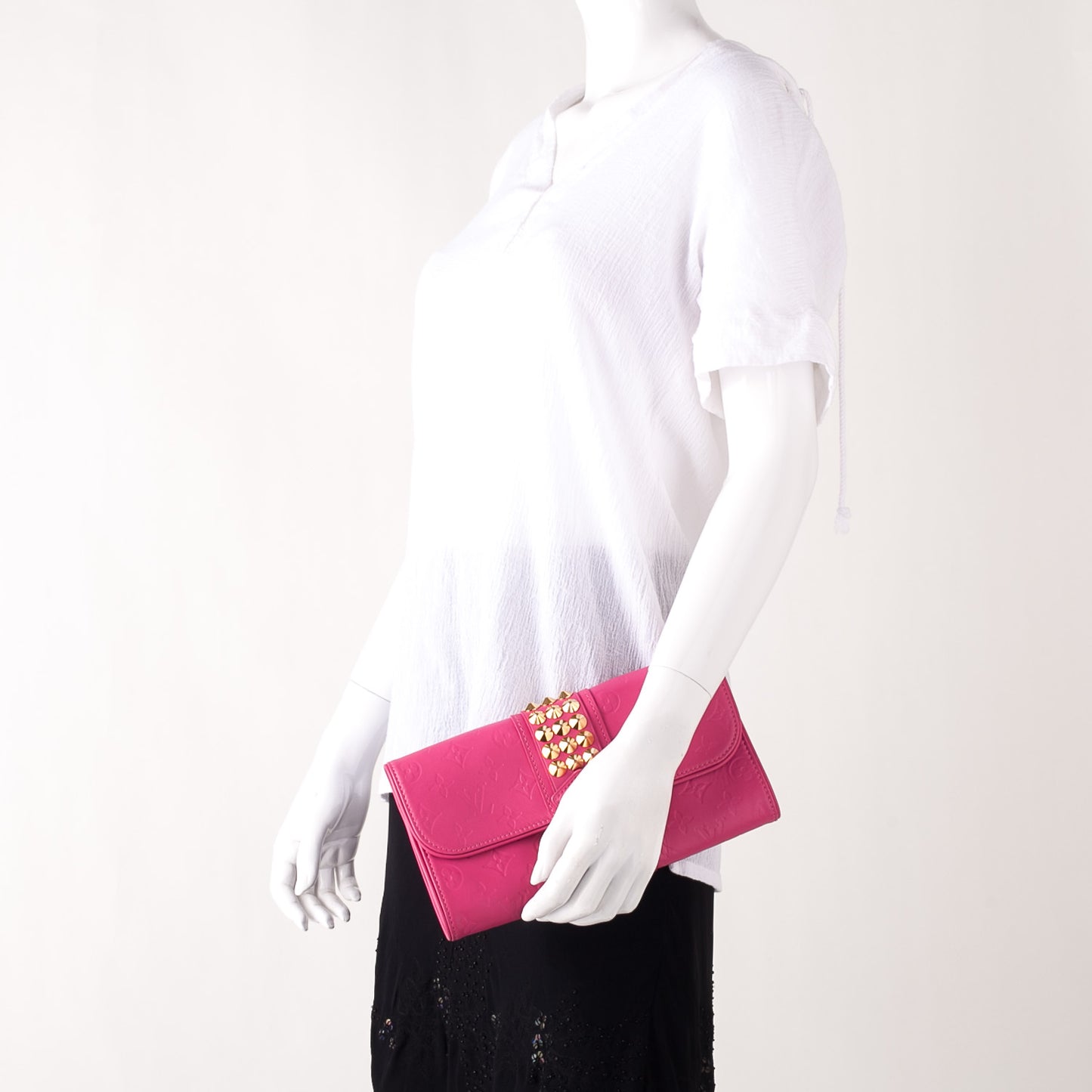 Calfskin Embossed Courtney Pochette Clutch Fuchsia