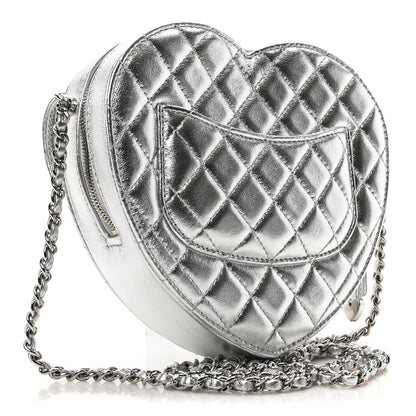 Chanel Metallic Lambskin Quilted CC In Love Heart Bag Silver 3 of 10