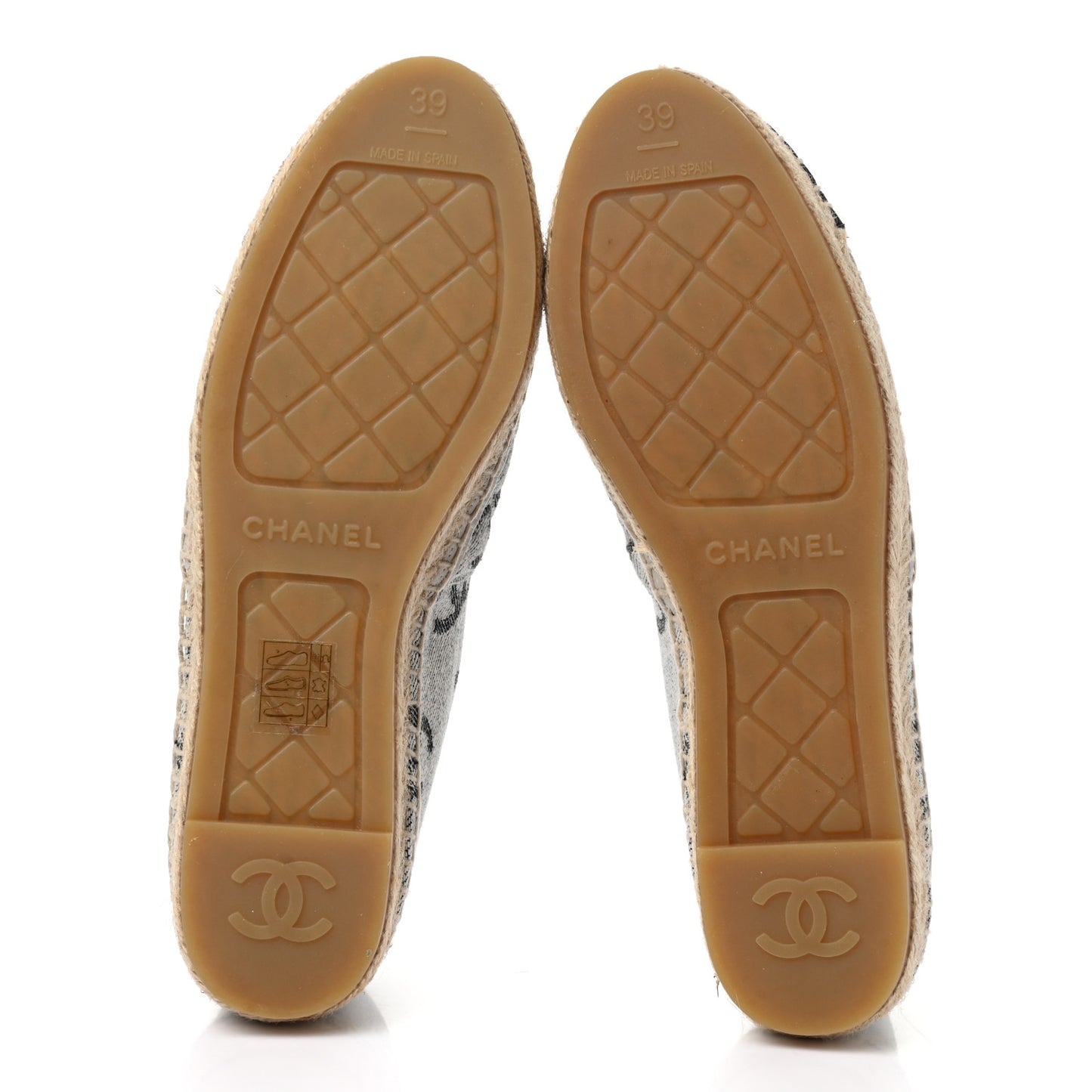 Cotton Jacquard Grosgrain CC Print Espadrilles 39 Grey Black