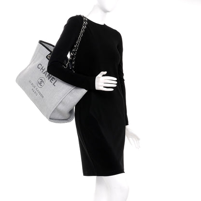 Chanel Woven Straw Raffia Deauville Large Tote Grey 2 of 9