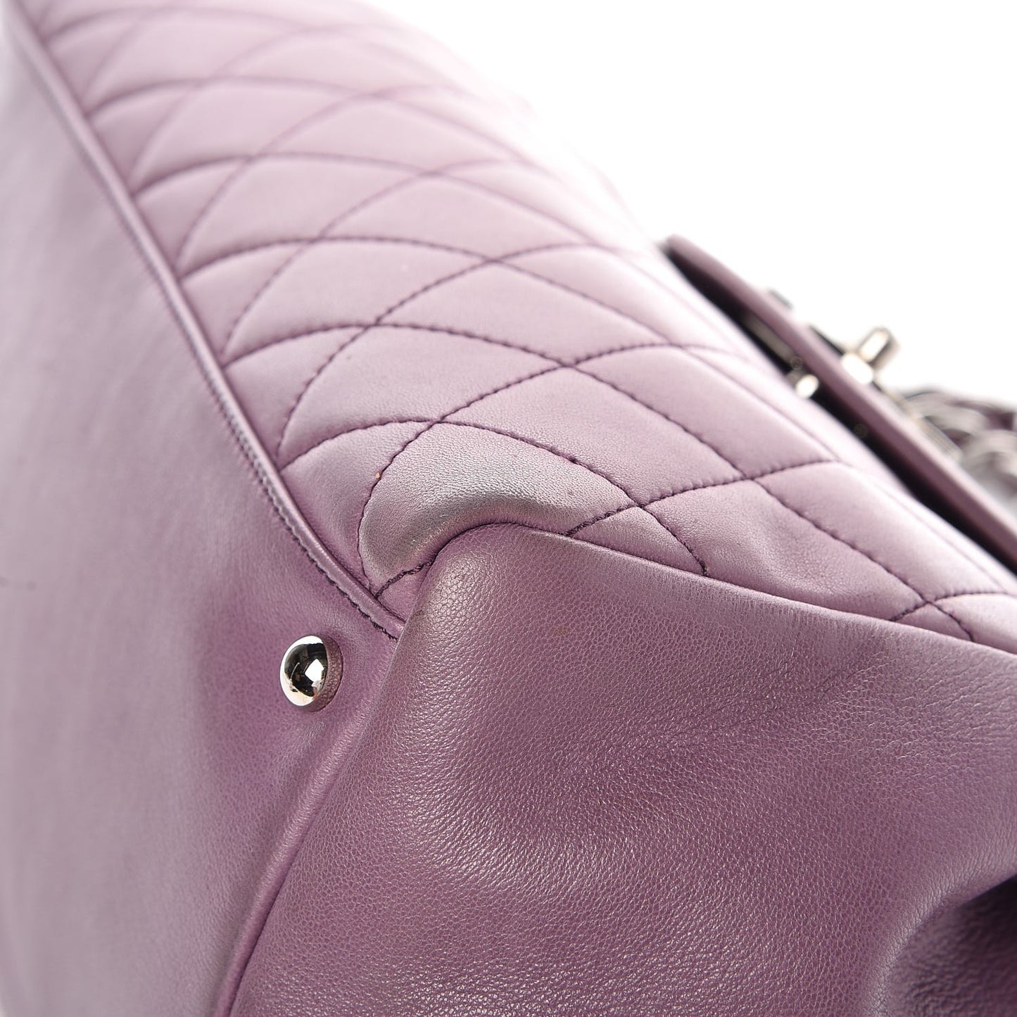 Lambskin Quilted Small Accordion Flap Light Purple
