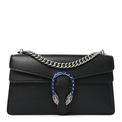 Gucci Dollar Calfskin Enamel Small Dionysus Shoulder Bag Black Electric Blue 1 of 10