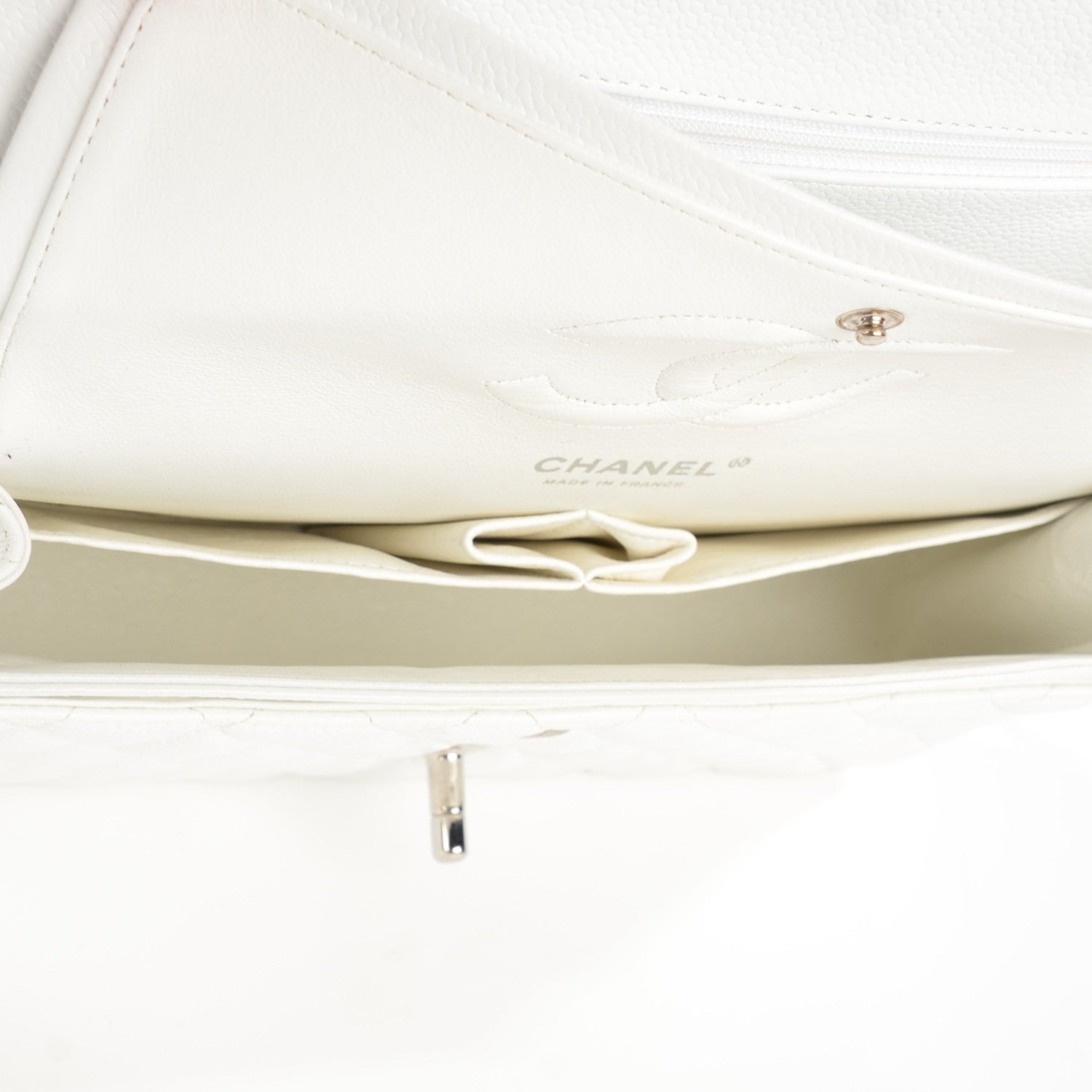 Chanel Caviar Quilted Medium Double Flap White 6 of 9