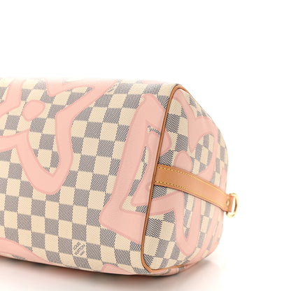 Louis Vuitton Damier Azur Tahitienne Speedy Bandouliere 30 Rose Ballerine 10 of 10