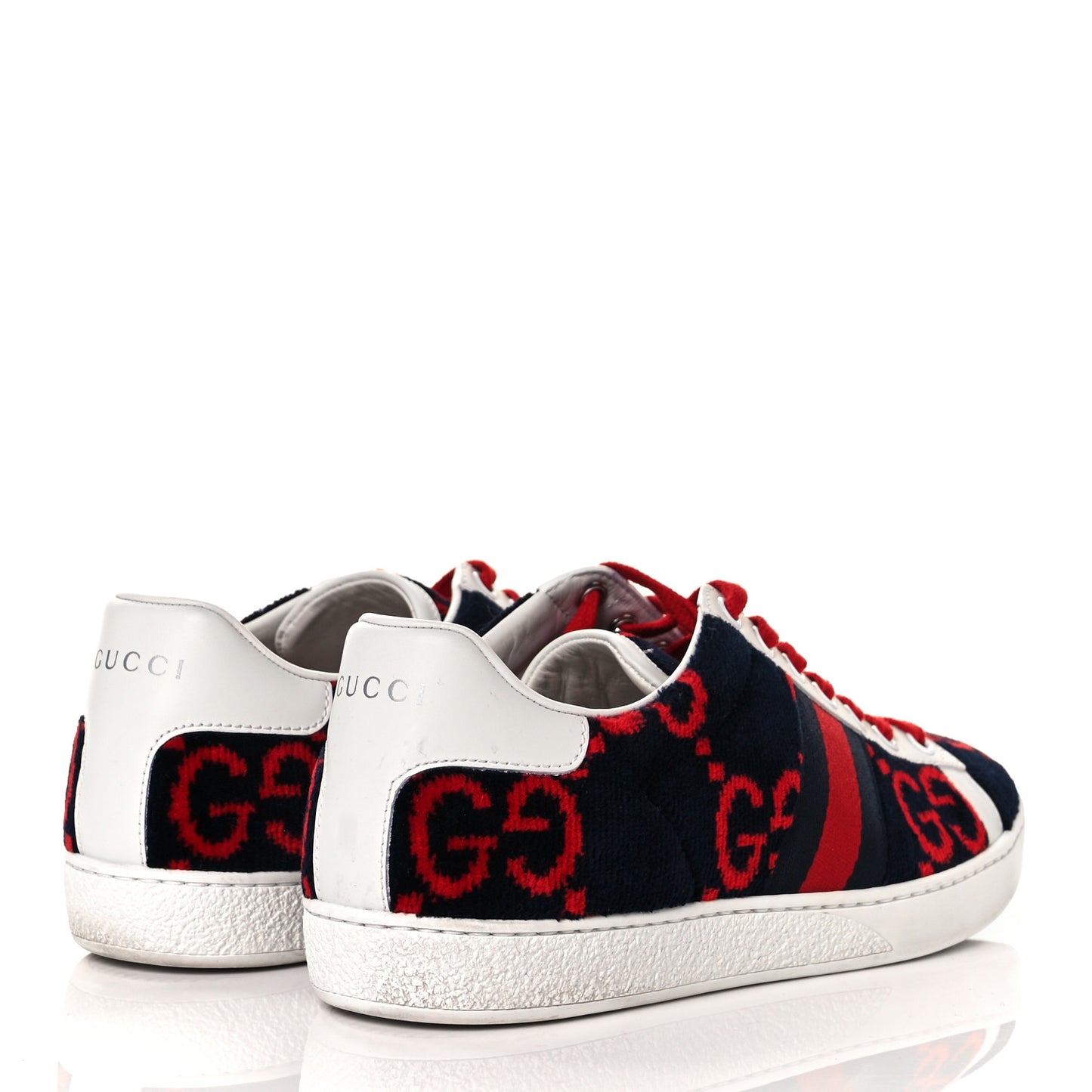 Terry Cloth GG Monogram Womens Ace Sneakers 37.5 Blue Red