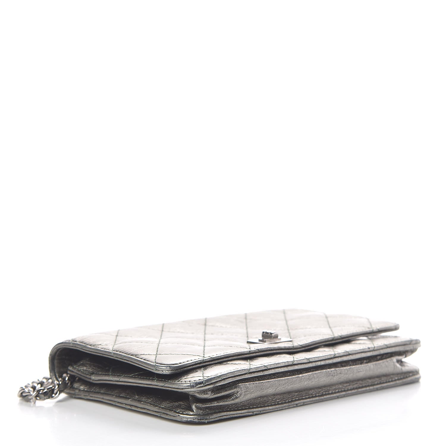 Chanel Metallic Aged Calfskin Quilted Reissue Wallet On Chain WOC Green 4 of 17