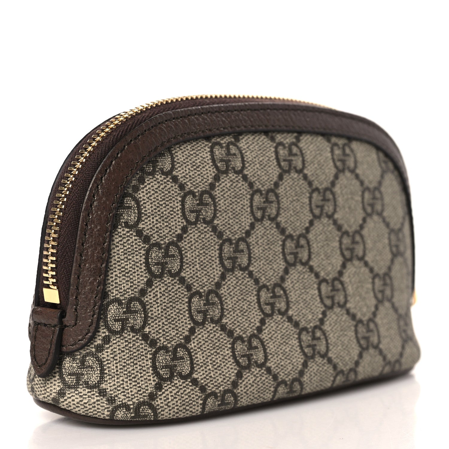 Gucci GG Supreme Monogram Textured Calfskin Web Medium Ophidia Cosmetic Case Beige Ebony New Acero 3 of 10