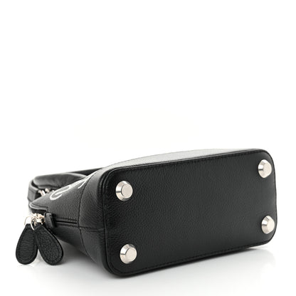 Balenciaga Grained Calfskin Graffiti Print Logo XXS Ville Top Handle Bag Black Silver 4 of 11