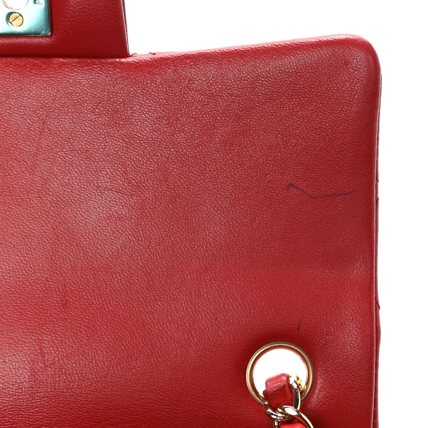 Lambskin Quilted Mini Rectangular Flap Red