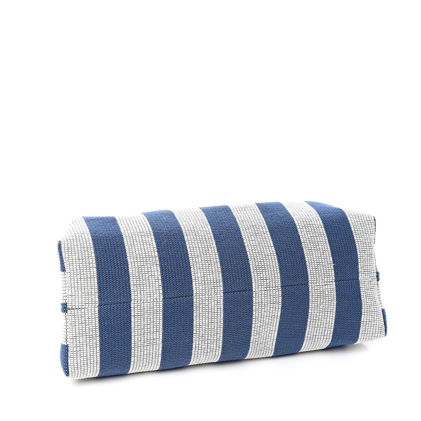Canvas Stripe Mini Volume Chain Clutch Blue White