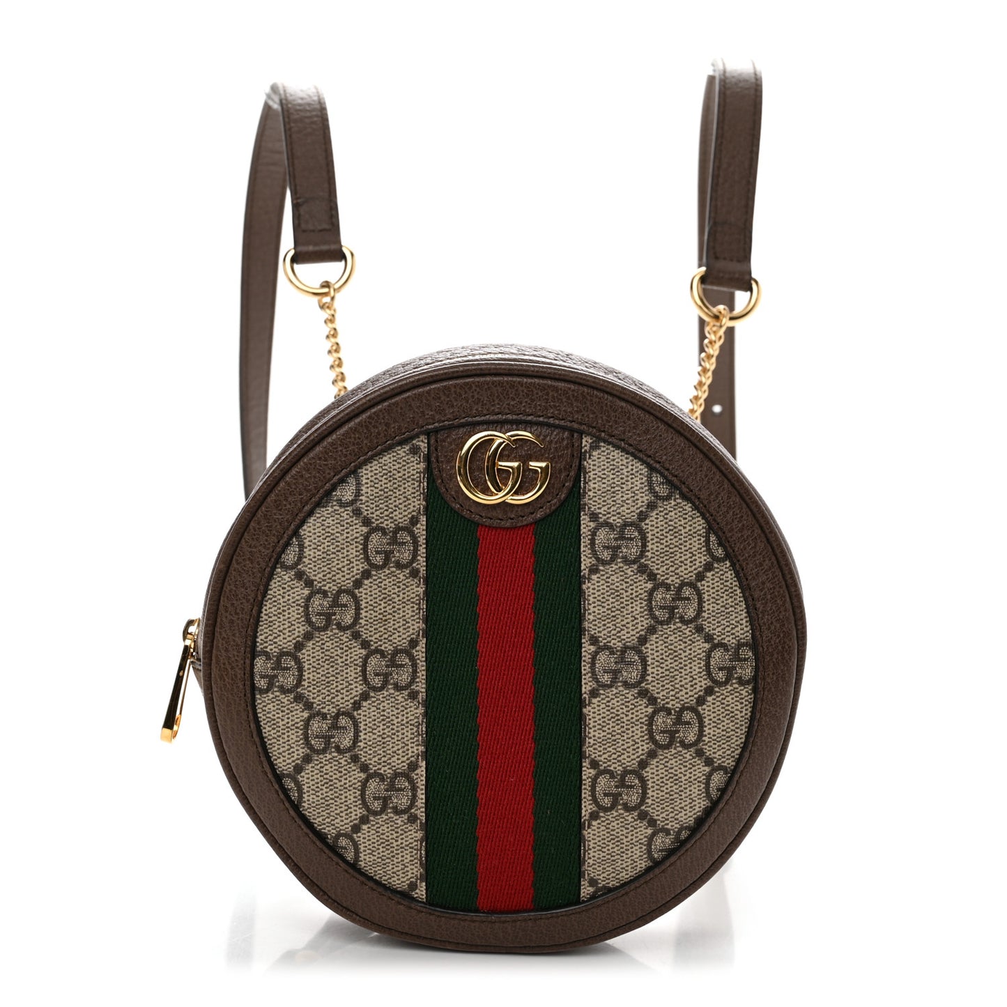 GG Supreme Monogram Web Mini Ophidia Round Backpack Brown