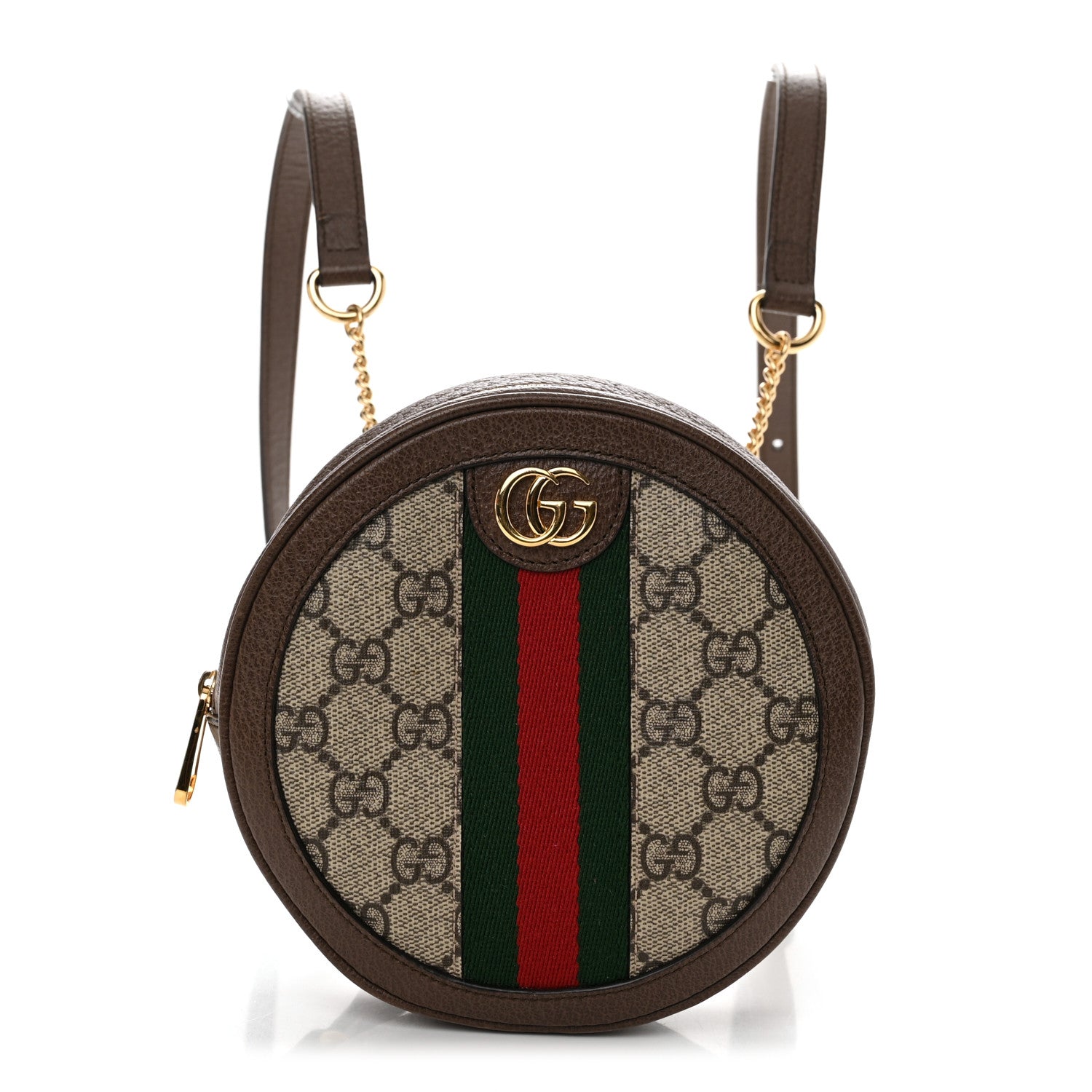 Gucci GG Supreme Monogram Web Mini Ophidia Round Backpack Brown 1 of 10