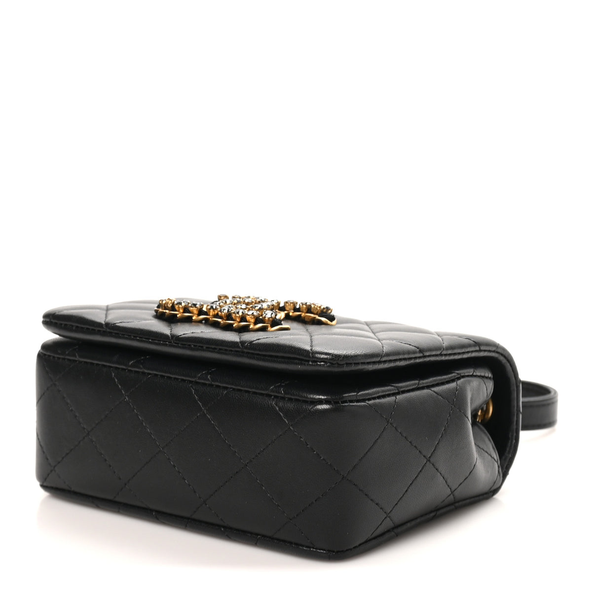 Lambskin Quilted Crystal CC Mini Flap Black