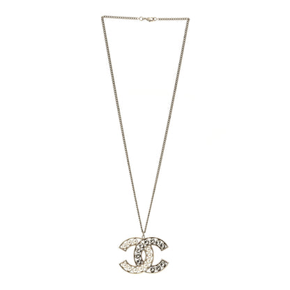 Chanel Pearl Crystal CC Pendant Necklace Gold 3 of 4