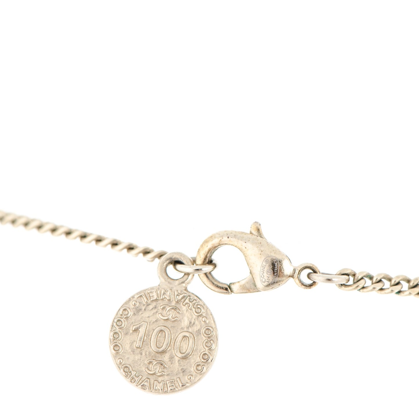 Enamel Pearl CC Pendant Necklace Gold