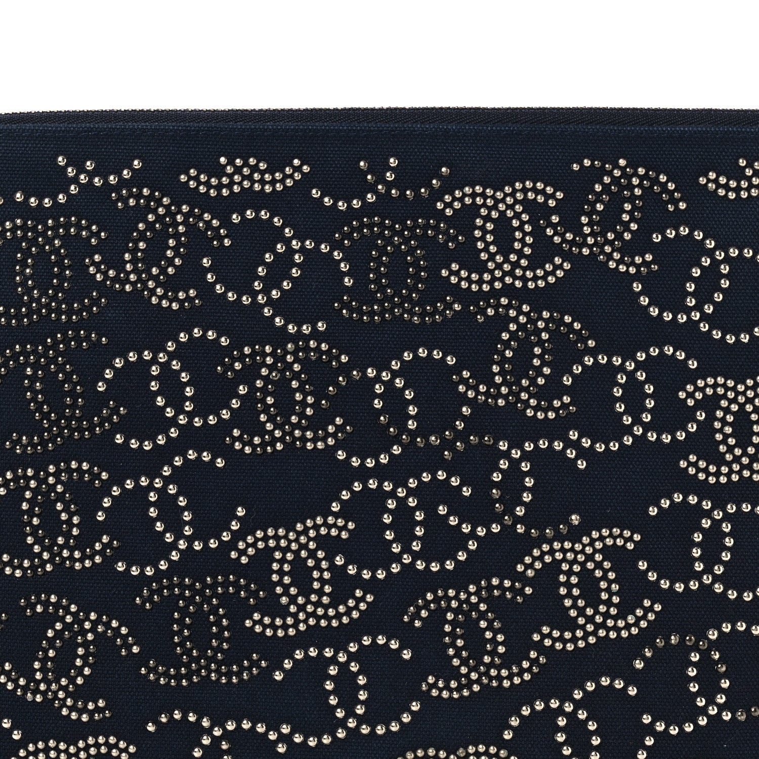 Chanel Canvas Studded CC Medium Cosmetic Pouch Navy 8 of 12