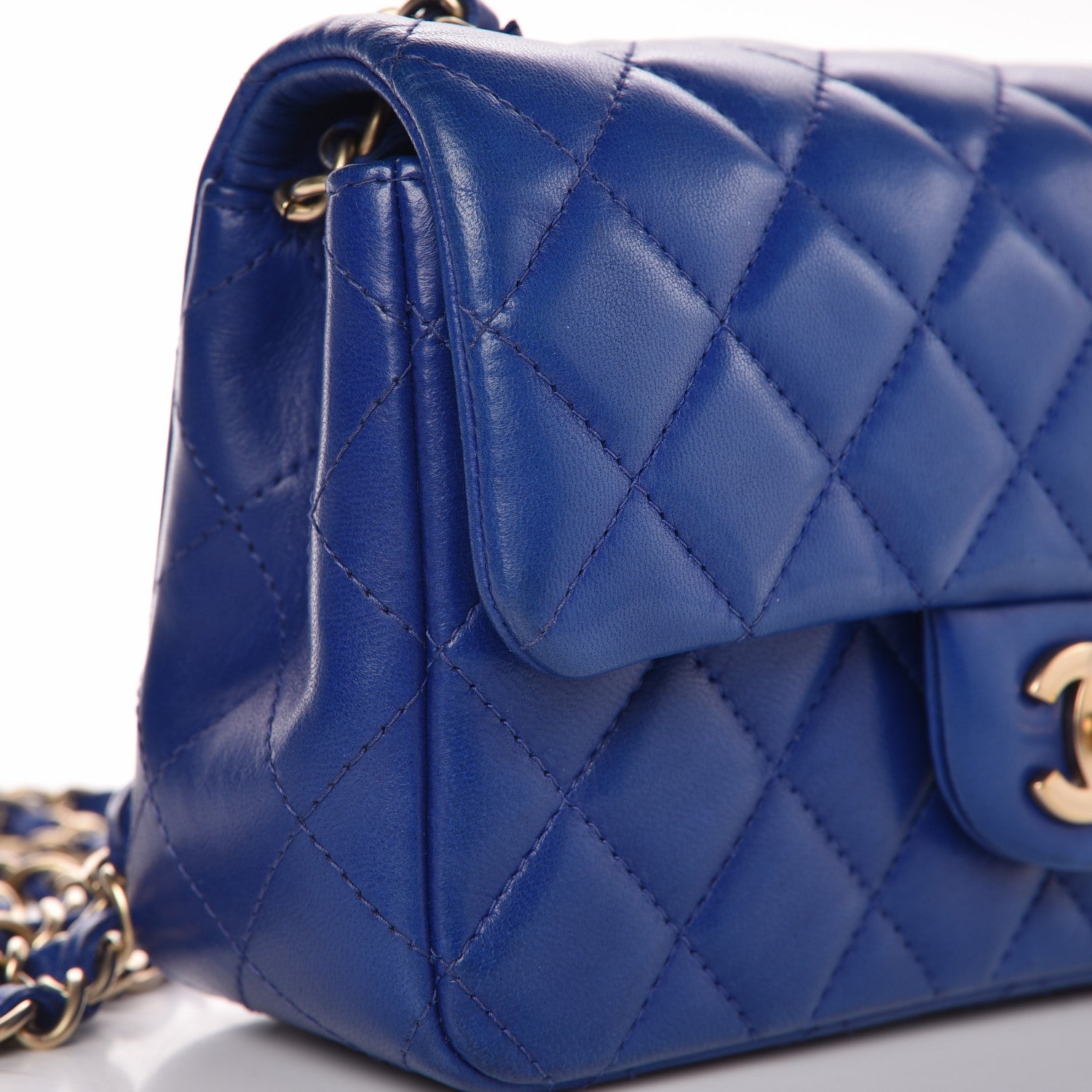 Chanel Lambskin Quilted Mini Rectangular Flap Blue 13 of 13
